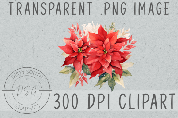 Download Watercolor Poinsettia Arrangement - Premium Bundle
