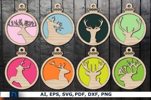 Download Paper Cut Deer Christmas Balls SVG Set - Premium Resources